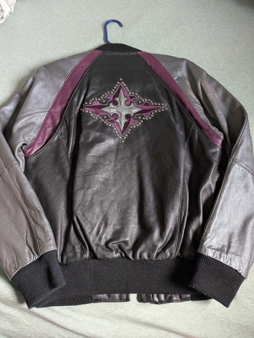 Vintage Harley-Davidson Women's Studded Black And Purple Leather Jacket